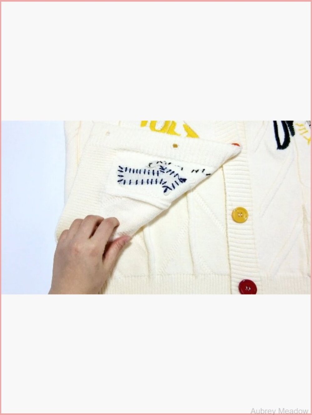 Embroidery Heart Cardigan Button-Down Knit Sweater with Pockets - Picture 7 of 7